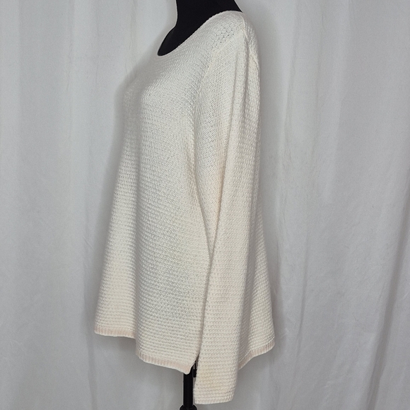 J. Crew Factory Chevron-Stitch Boatneck Sweater in Pink Ivory - Size XL - Picture 2 of 12